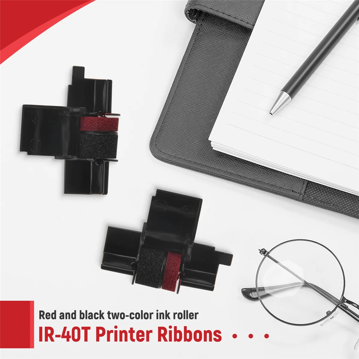 A98TIR-40T (5 Pak) Rol Tinta Pita Printer Kalkulator Kompatibel - Hitam & Merah