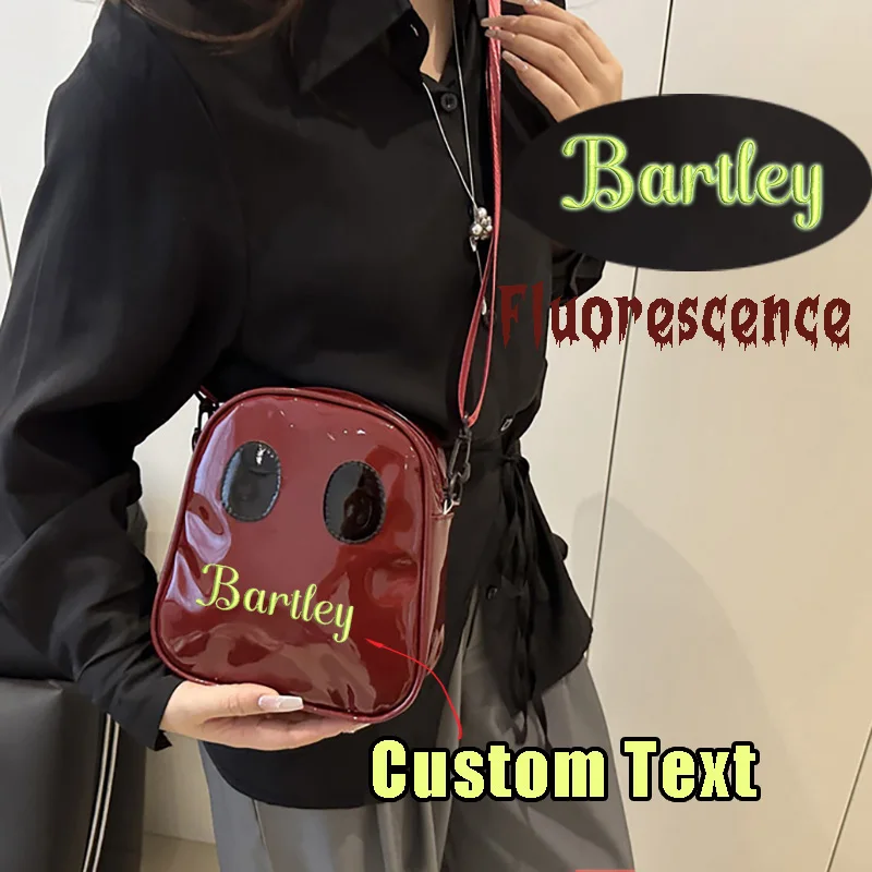 

Customized fluorescent embroidery personalized fun cute anime ghost color blocking splicing trendy small bag