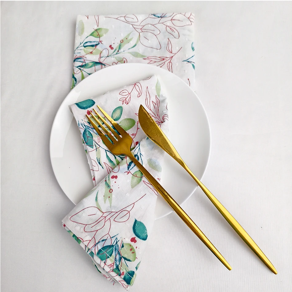 

6PCS Cotton Wedding Table Napkins 40x40cm Flowers Tea Cloth Soft Comfortable Napkins,Perfect for Family Dinners Party Festival
