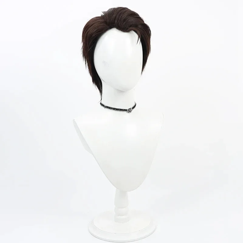 Juego LOL Arcane Jayce Talis peluca de Cosplay pelo sintético corto marrón oscuro resistente al calor Halloween carnaval juego de rol