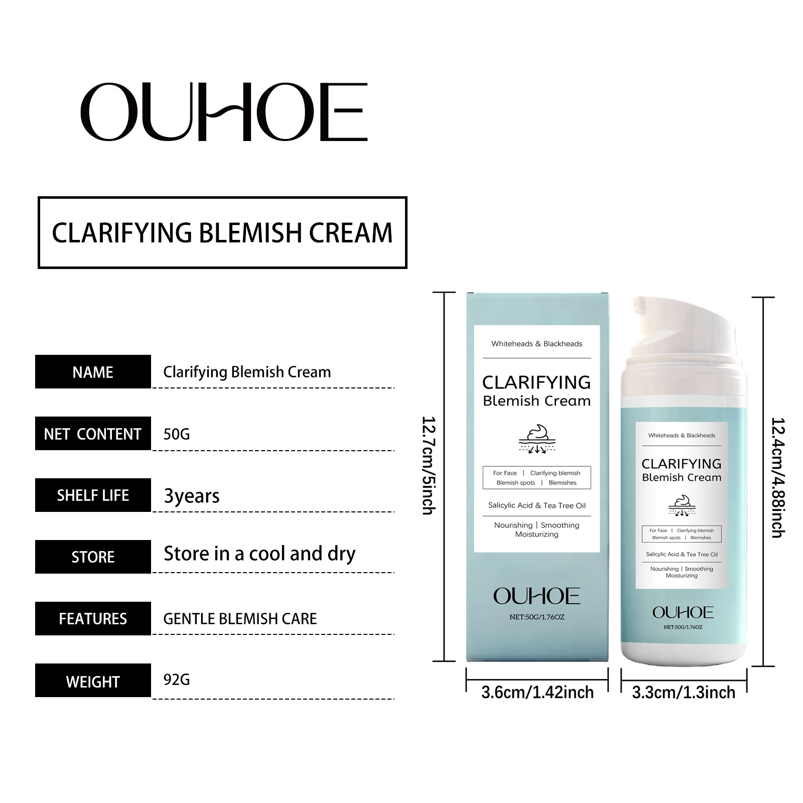 كريم تنقية العيب من OUHOE، كريم تنظيف المسام، التحكم في الزيوت، العناية بالترطيب، خفيف الوزن وغير دهني، مناسب للبشرة المعرضة لحب الشباب #6