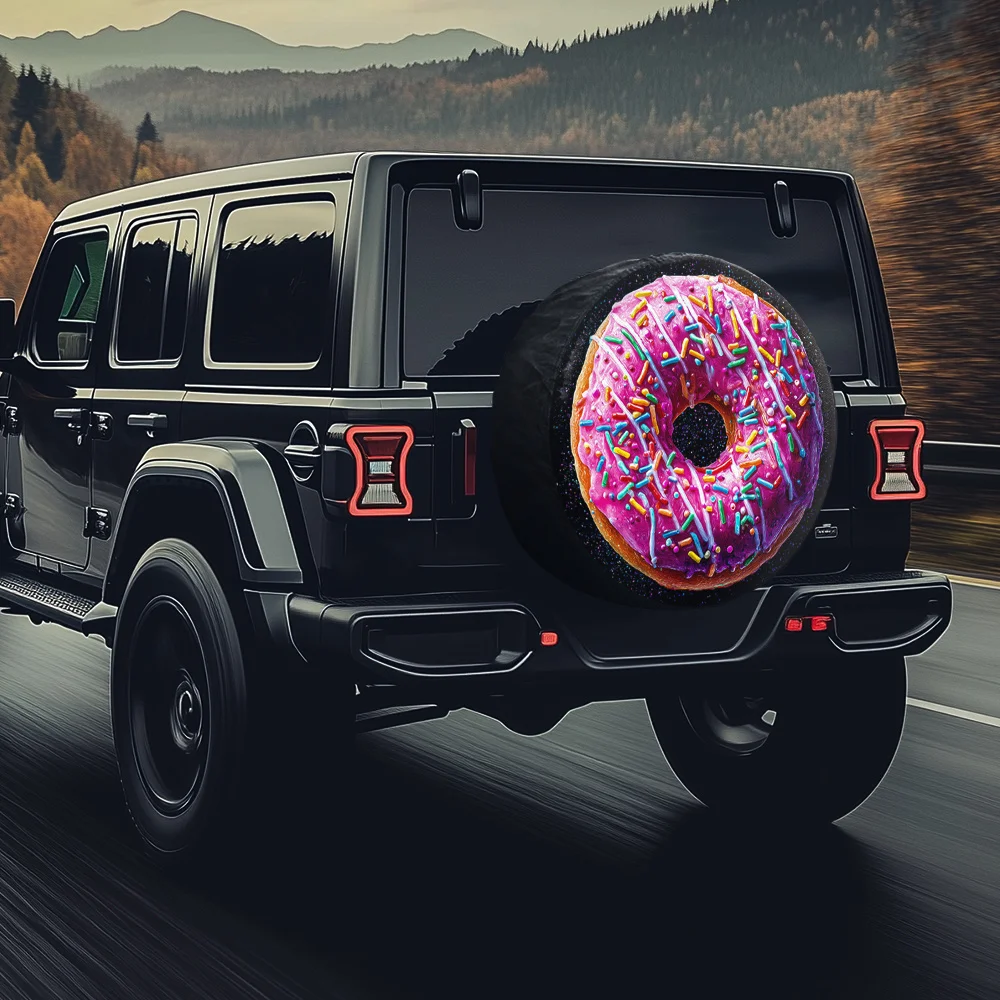 Чехол для покрышки Cyber Donut — яркий красочный дизайн с посыпкой, подходит для внедорожников, спортивных автомобилей, конвертивов и транспортных средств на новой энергии — Dura