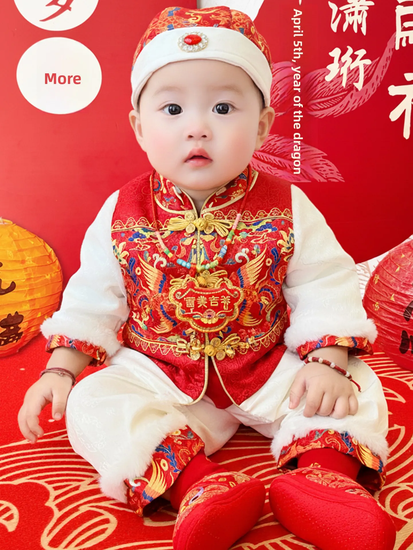 

Новогодний костюм Ханьфу для мальчика на День рождения, 2026 год, Новый дизайн, Зимний костюм Тан, Детская одежда из полиэстера