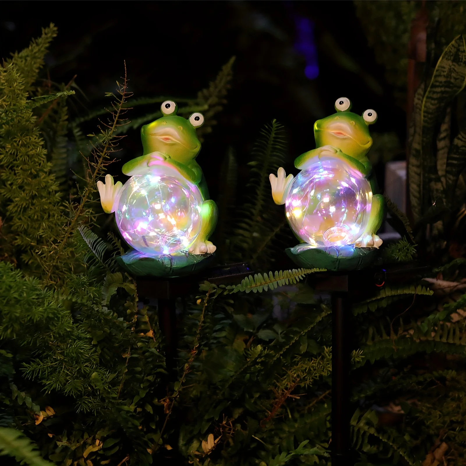 Garden Statues-Solar Decor Lights-Solar Frogs- Outdoor Lawn Frog for Pathway Balcony, Yard, Patio