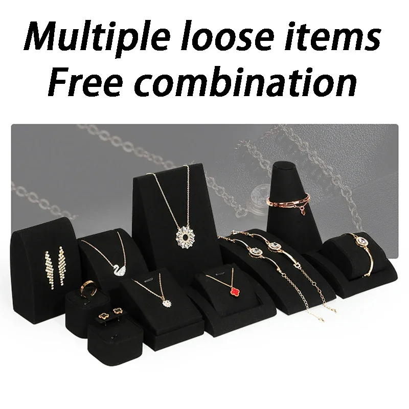 Black Jewelry Display Holder Counter Necklace Earrings Ring Storage Displays Rack Live Streaming Women's Jewelry Display Props