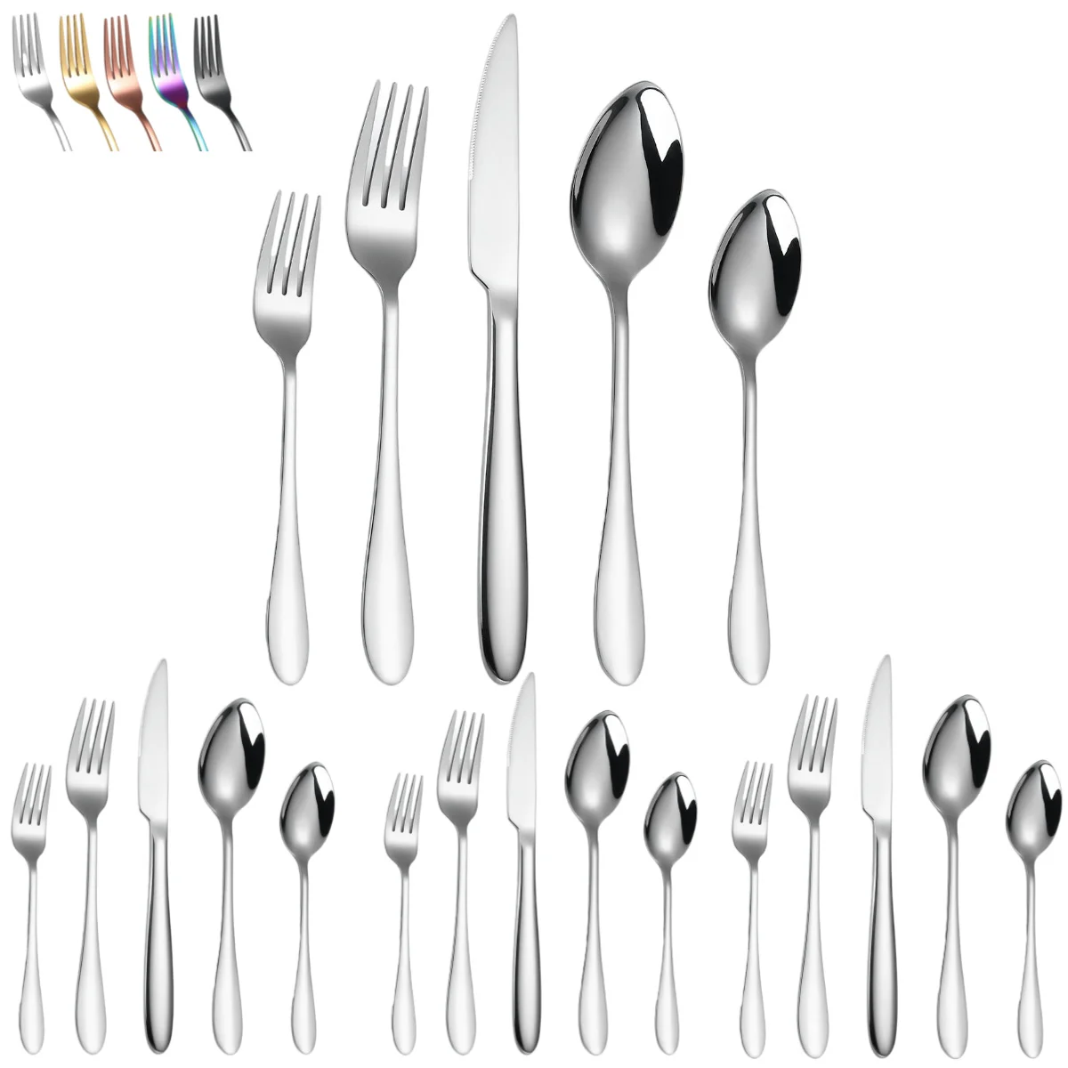 

A · HOUSEWARE 20-Piece Heavy Silverware Set for 4, Stainless Steel Utensils Set, Elegant Cutlery Flatware Set for Kitchen