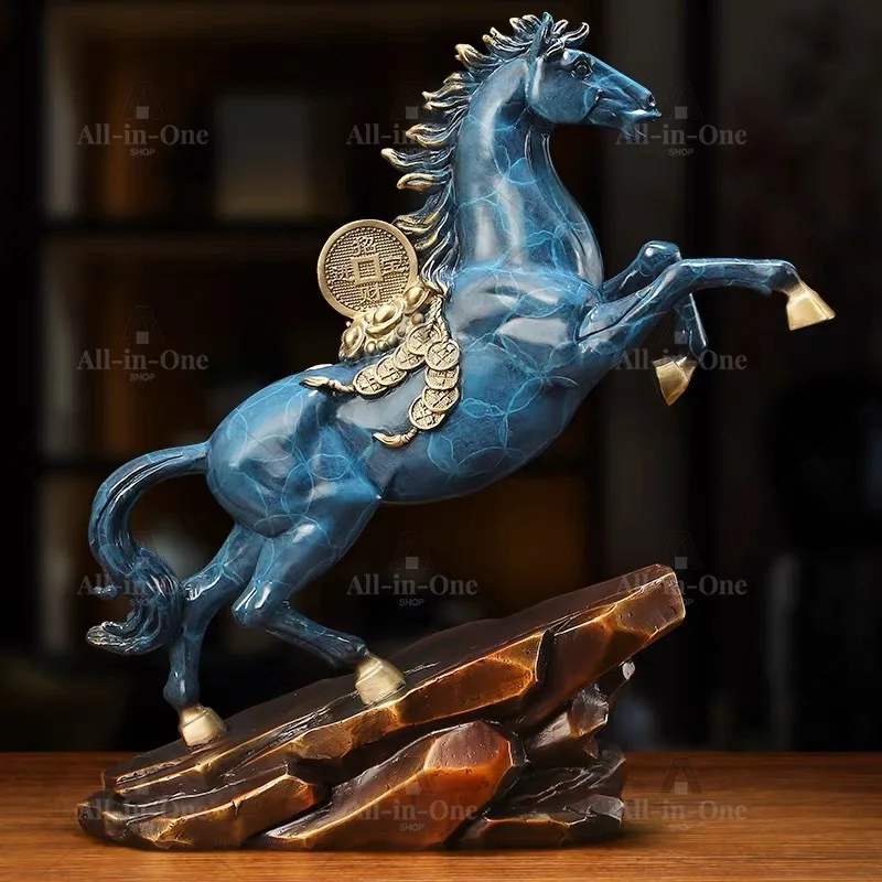 Décoration porte-bonheur 2023 en cuivre MA SHANG YOU QIAN, pour la prospérité, le succès commercial et le Feng Shui (Cheval)