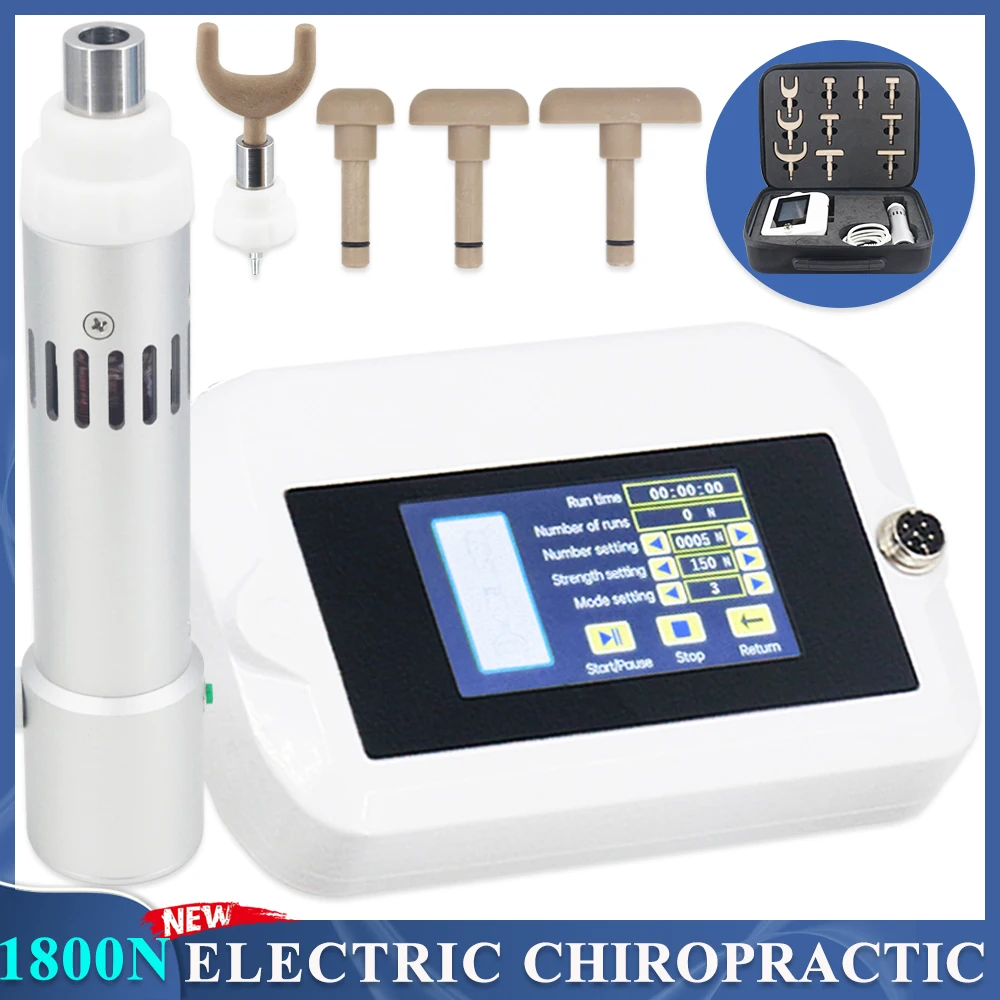 Electric Correction Gun Spinal Adjustment Tool 10 Heads 1800N Pulse Spine Cervical 8 Languages Touch Screen Lumbar Massager 2025