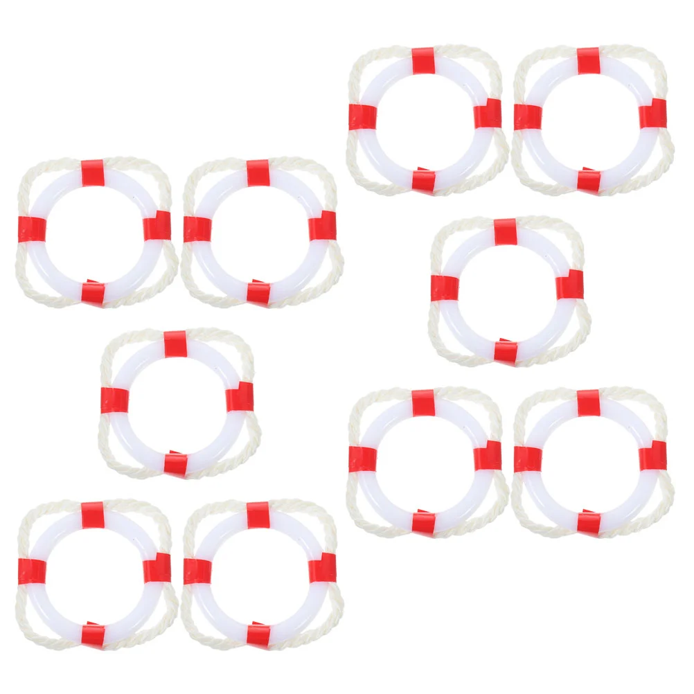 

10 Pcs Mini Life Buoy Swim Ring Tiny Swimming Rings Decorations Ornaments Miniature Plastic House