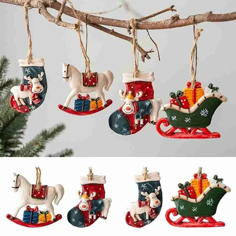 Mini Christmas Bell /Sock/elk Pendant Christmas Decorations For Home Ornaments Snowman Pendant Decoration New Year Decor