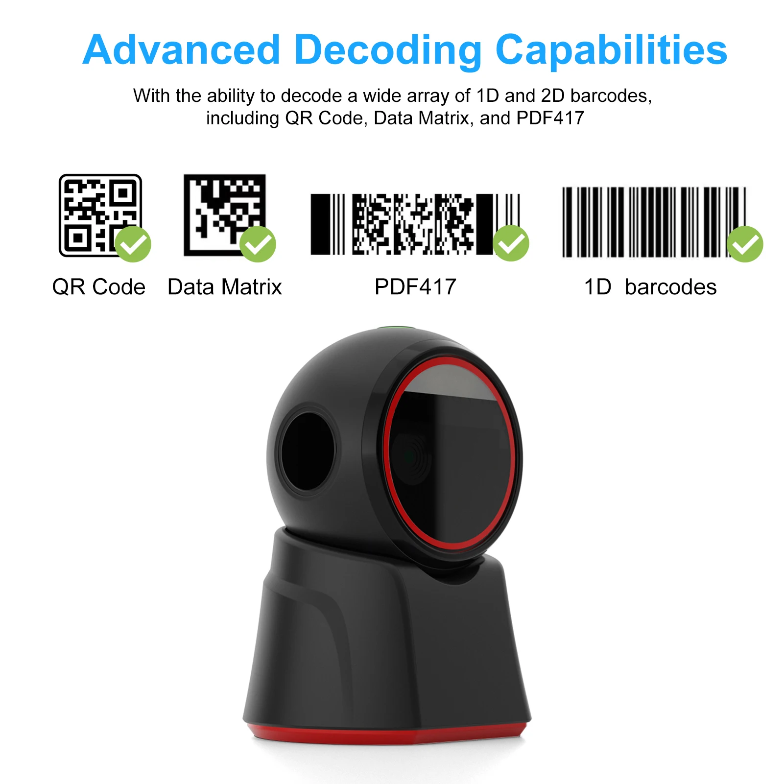 

X11-1000A 2D 1D QR Barcode Scanner Omnidirectional Desktop Bar Code Scanner Automatic Barcode Reader Hands-Free Scanning Platfor