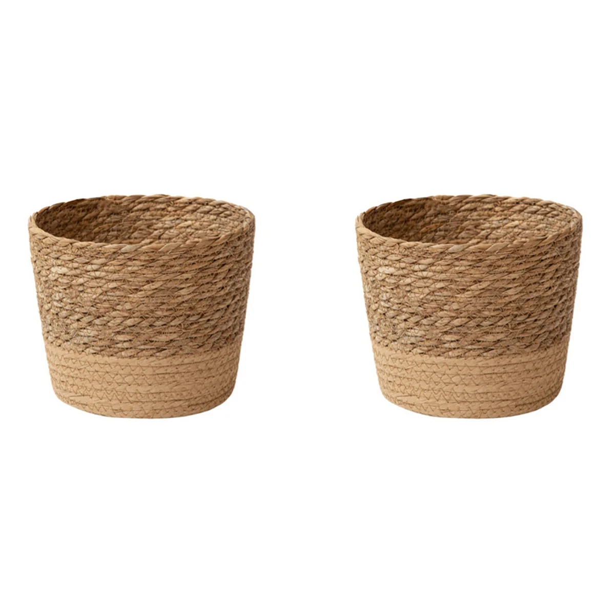 

BAAU 2X Straw Weaving Flower Plant Pot Wicker Basket Rattan Flowerpot Storage Basket Handmade Woven Planter Basket M