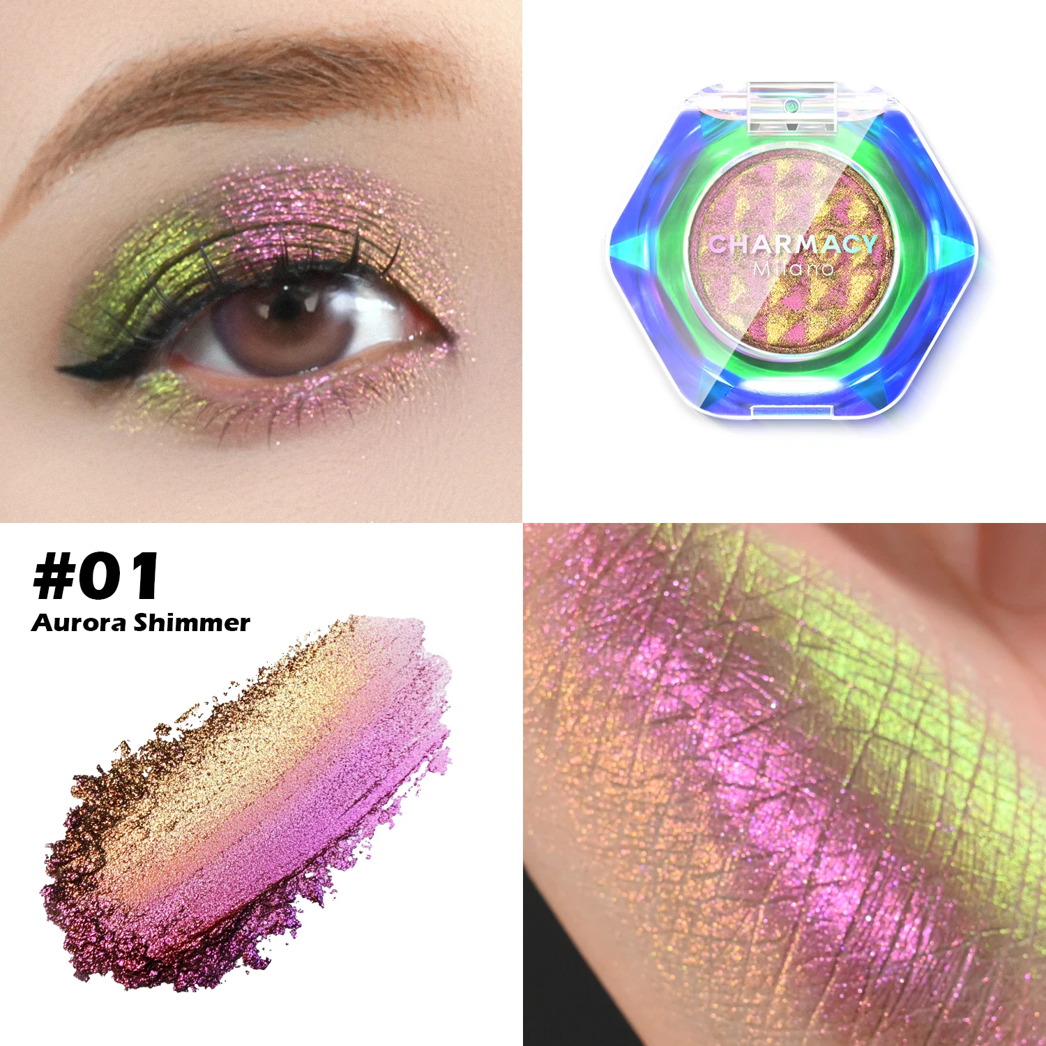 

CHARMACY Multichrome Eyeshadow Palette 8 Colors Shimmer Waterproof Long-lasting Professional Eye Shadow Cosmetic Makeup