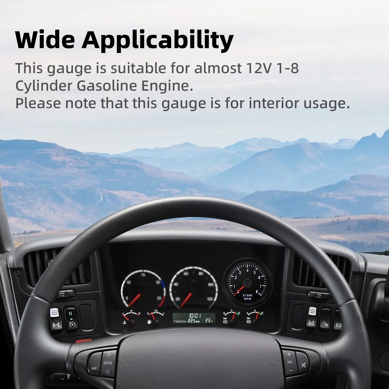 Contagiri da 2 "52MM 0-8000 RPM contagiri per 1-8 cilindri per misuratore di giri digitale per auto 12V con indicatore di retroilluminazione a LED bianco