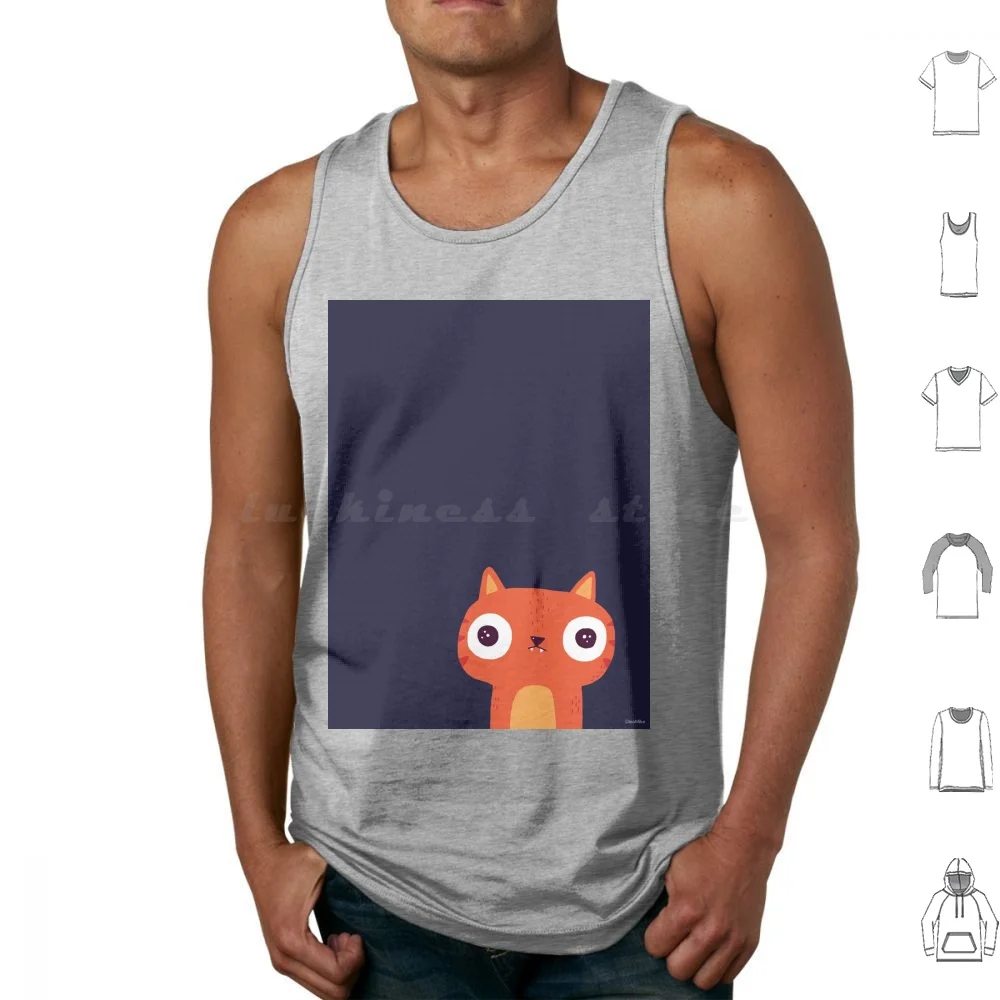 Always Watching Tank Tops Vest Sleeveless Cat Cats Feline Eyes Staring Pet Pets Cute Funny Animal Character Dinomike