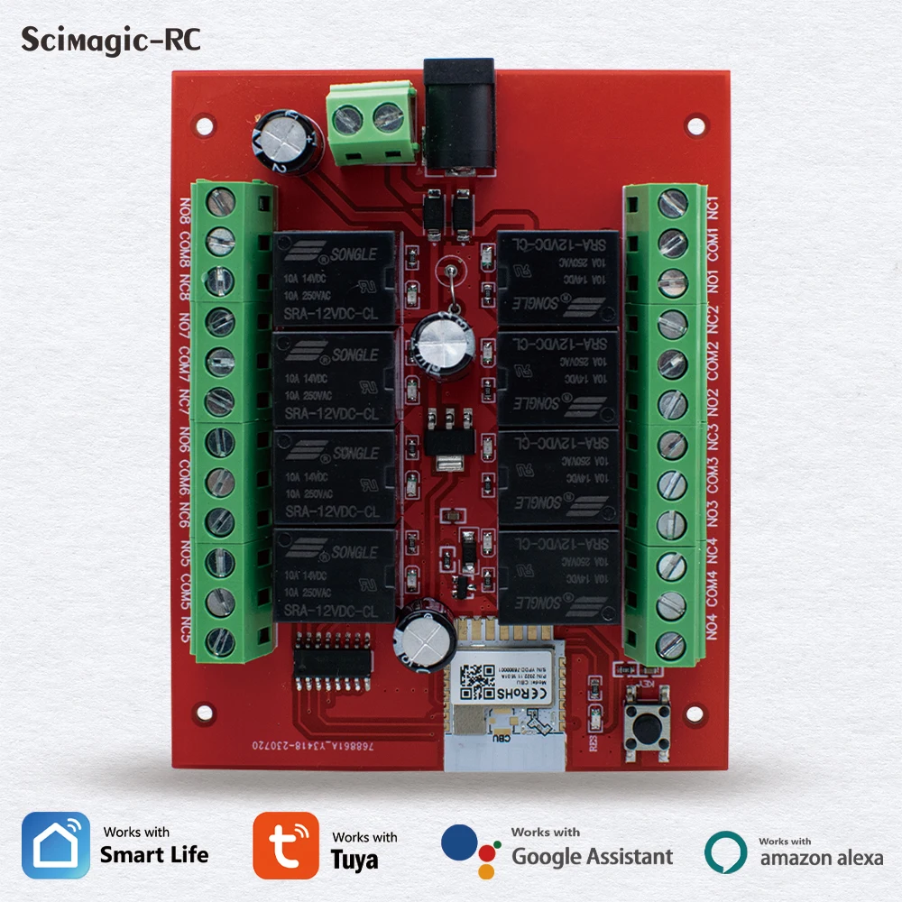 

8-канальный переключатель Tuya WIFI Интеллектуальный пульт дистанционного управления 8-канальный релейный модуль постоянного тока 12 В 24 В Мотор Контроллер света Таймер Работа Alexa Google Home