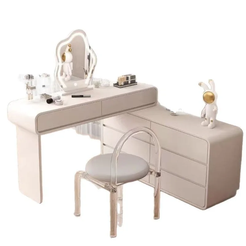 Light luxury simple dresser, integrated chest and cabinet,retractable storage and dressing table at the end of the bed