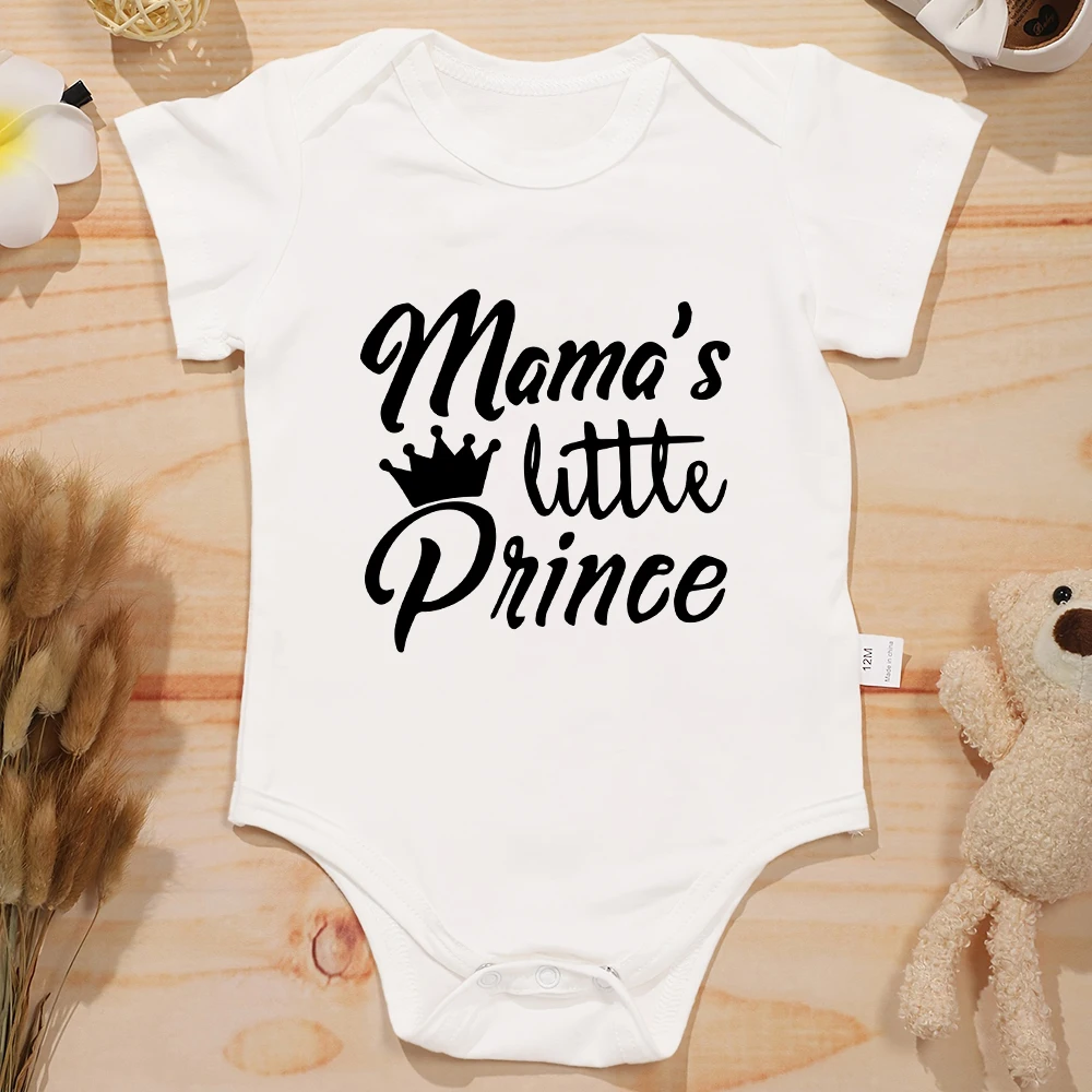 Mama's Little Prince Cute Newborn Baby Boy Clothes Cartoon Fashion Summer Cotton Infant Onesies Street Casual Toddler Bodysuits