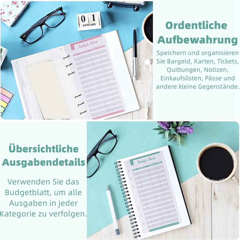 PVC bening 6 lubang kantong lengan bening Folder ritsleting untuk perencana Notebook