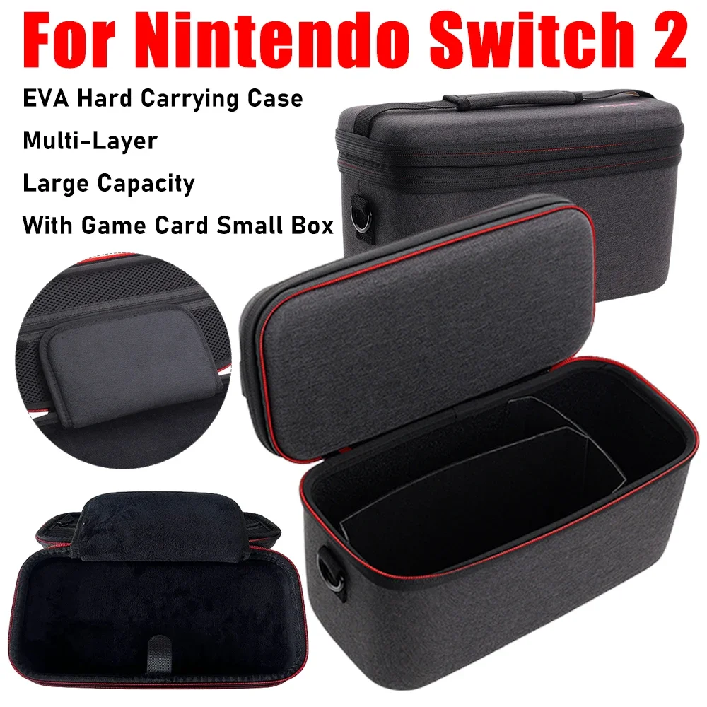 For Switch 2 EVA Hard Case Portable Travel Large Capacity Storage Bag Shockproof Organizer Box For Nintendo Switch 2 Accessories