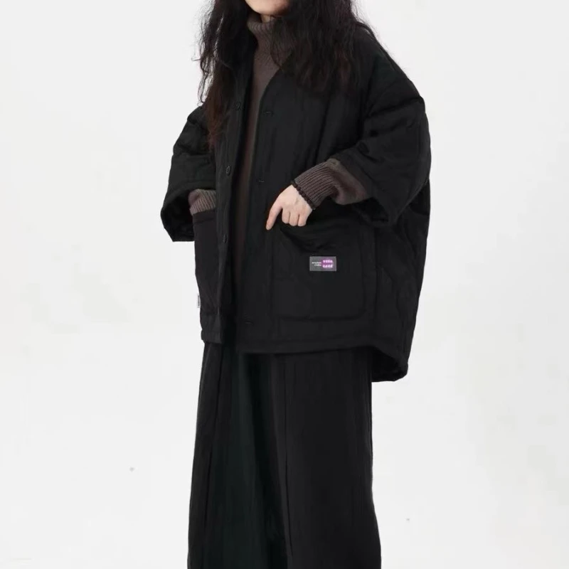 الخريف الشتاء القطن صدرية المرأة 2025 موضة جديدة فضفاضة معطف القطن عادية لون نقي نصف كم ملابس خارجية الإناث #3