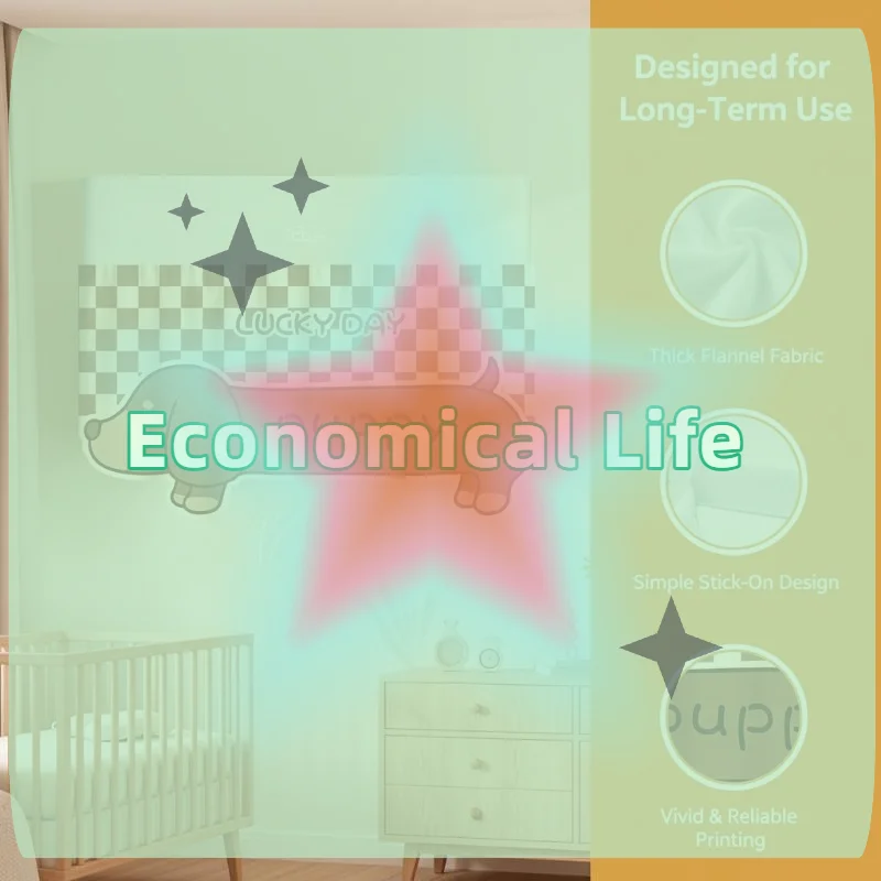 1Pc Self-Adhesive Door Curtain Privacy Partition Animal Cartoon For Bedrooms Living Rooms Bathrooms - No Perforations Needed