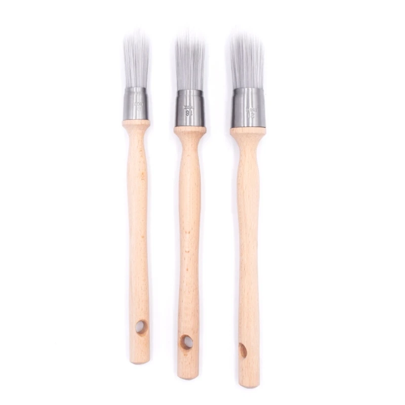 

Set of 3 Wooden Handle Paint Brushes Flexible Brushes set for Detail Painting