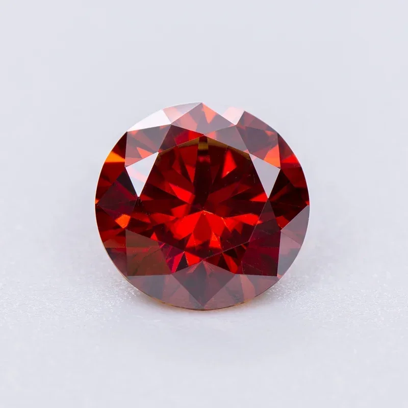 Moissanite Stone Round Cut Garnet Color Lab Grown Diamond For Custom Jewel Making Jewel Making Materials GRA Certificate