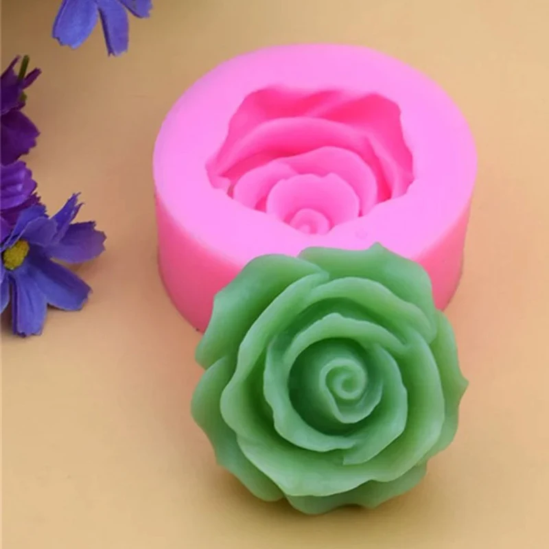 5,8 cm Rose Blume Silikon Kerze Formen 3d Blume Schokolade Fudge Kuchen Backform handgemachte Seife Aroma therapie Gips Handwerk