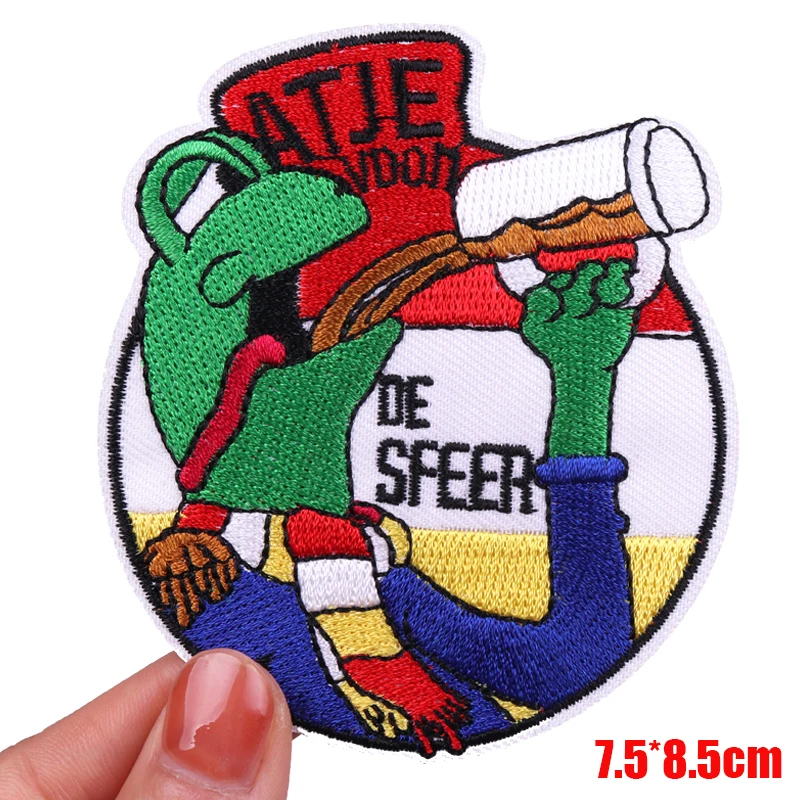 Oeteldonk embleem geborduurde patches DIY kikker patch carnaval voor Nederland patch ijzer op patches voor kleding naai patch badges