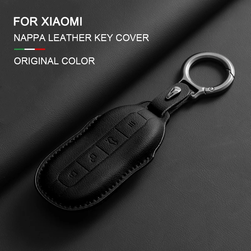 

Leather Car Remote Key Case Cover For Xiaomi SU7 SU7 MAX SU7 Pro Car Key Case Protector Shell Fob Keyring Keychain Accessories