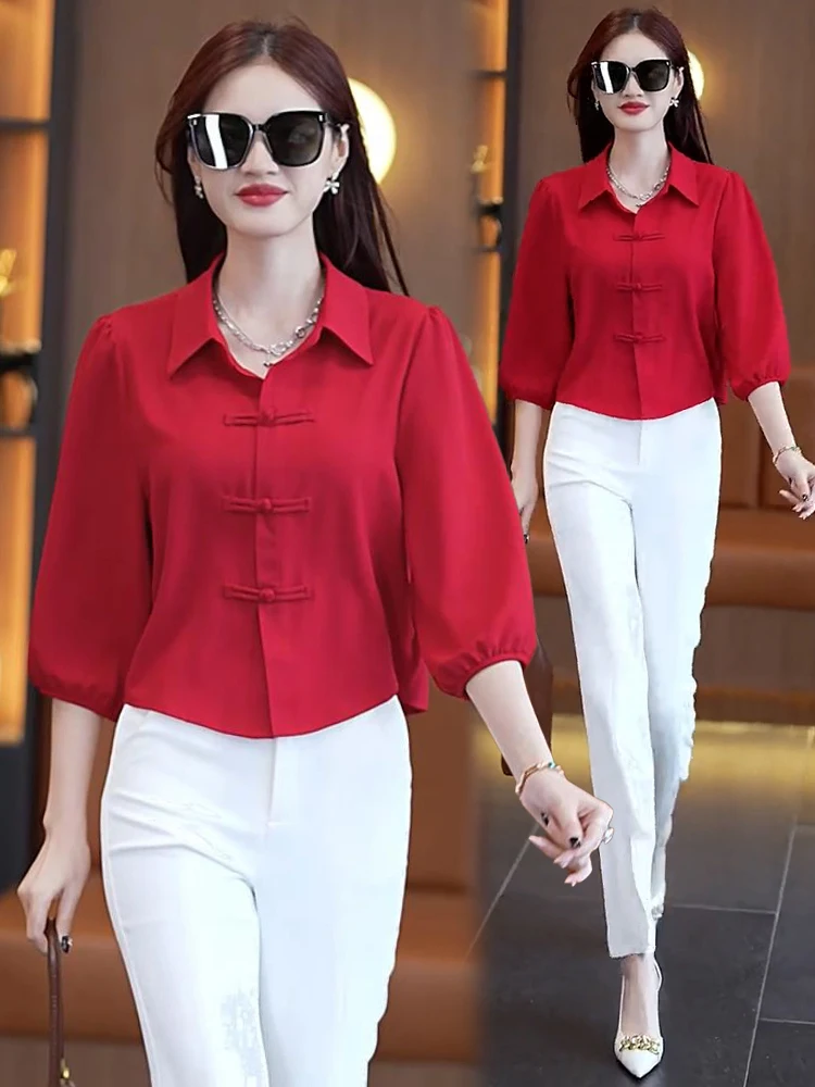 Retro botão up irt outono faion nova mãe de meia-idade irt peso escondendo barriga cobrindo topo feminino pequeno irt