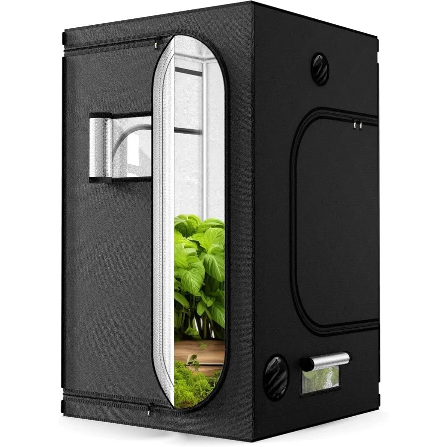 

47 x 47 x 79 Hydroponic Water-Resistant Grow Tent for Plant Seedling with Observation Window Removable Floor Tray and Tool Bag