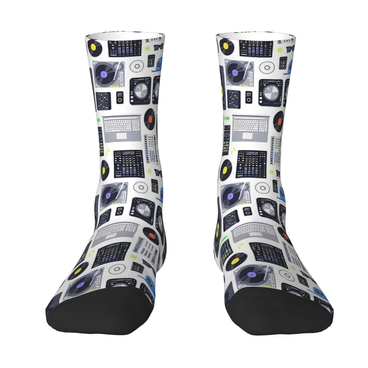 Winter Warm Fashion Men's Women's Discjockey Pattern DJ Music Vinyl Turntables Socks Retro Non-slip Yoga Socks