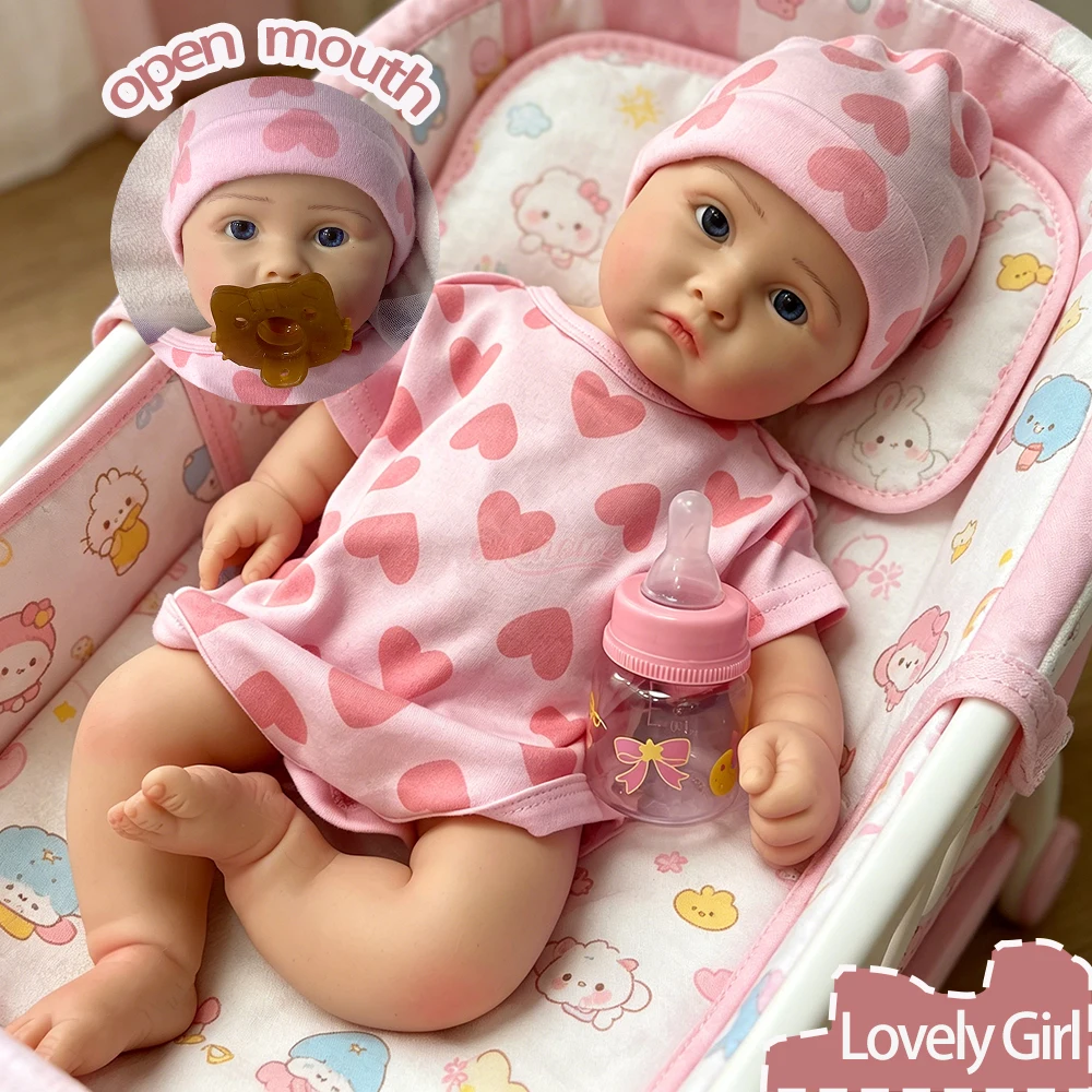 

18-дюймовая реалистичная силиконовая кукла-реборн с открытыми глазами, девочка, как живой новорожденный, анатомически точная, подарок, игрушка для самостоятельного макияжа