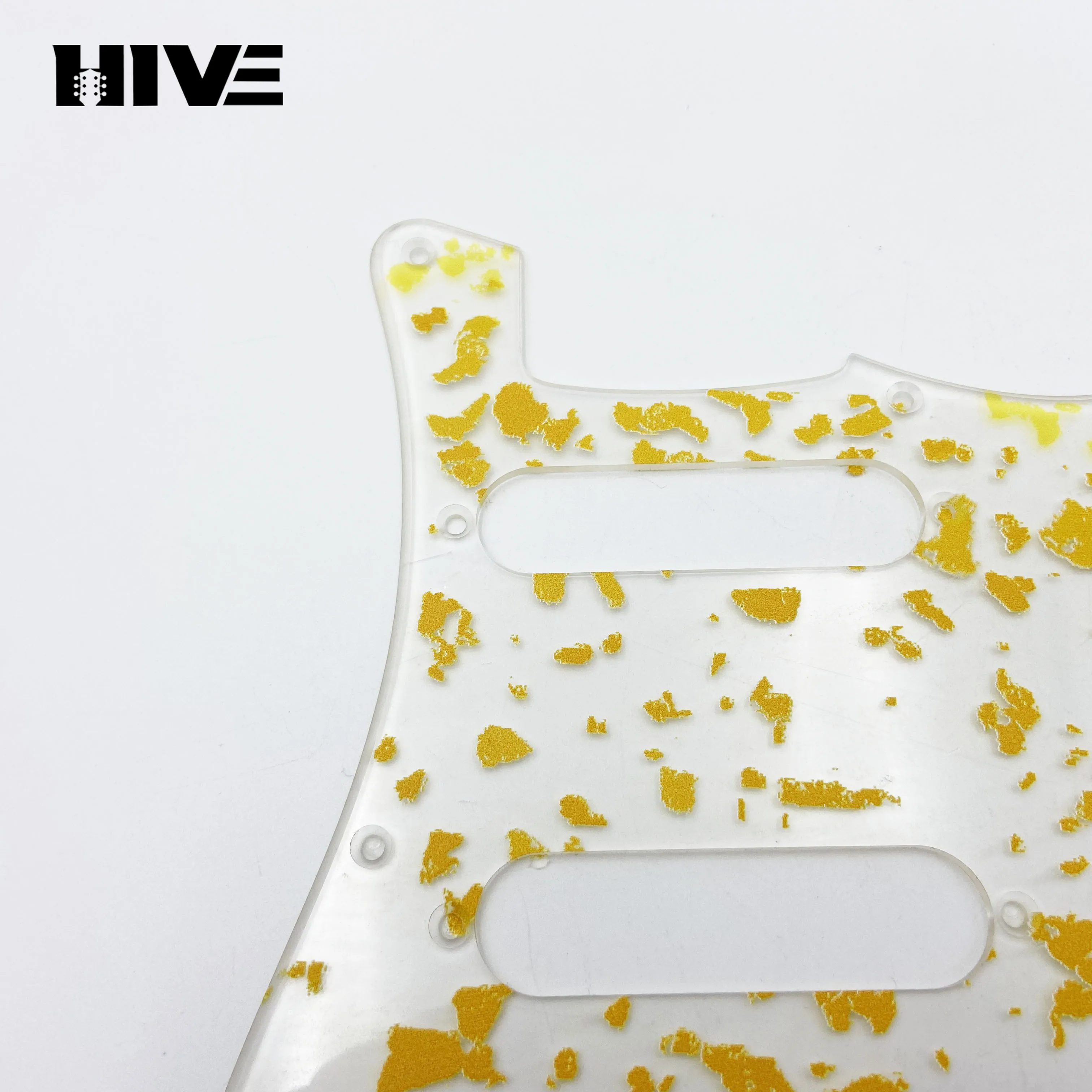 Gold Foil Acrylic Transparent Material Electric Guitar Protective Panel - ST/SQ Embossed Transparent Guitar Panel view 3