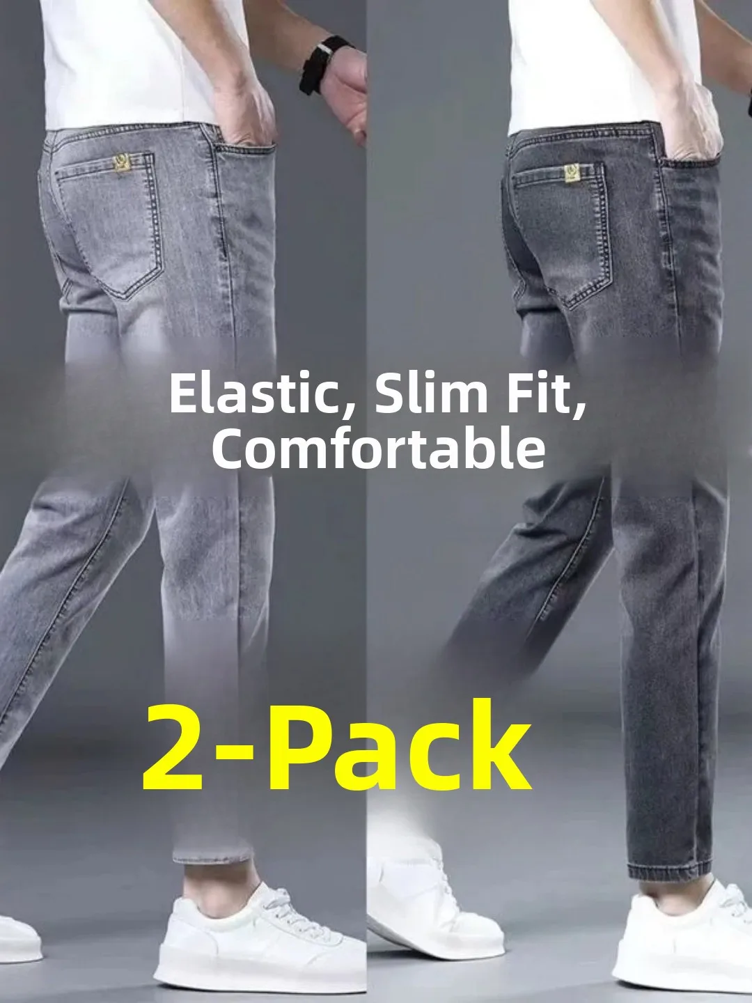 Men's Workwear Straight Leg Jeans Nine Points Casual Slim Fit Trousers Wear Resistant Durable Cotton Stretch Denim Pants