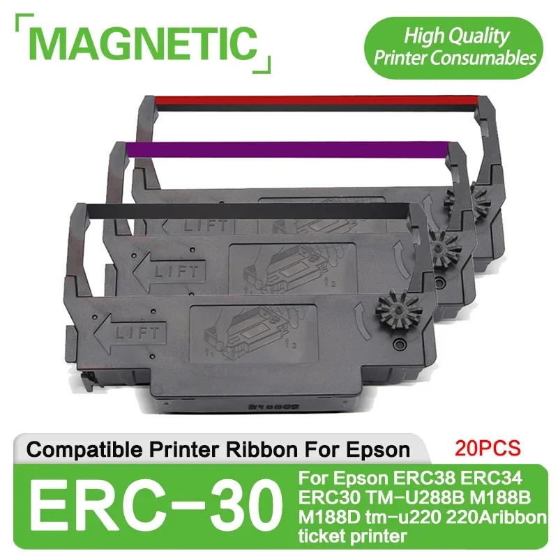 20Pack ERC30 ERC34 ERC38 For Epson TM-U288B M188B M188D TM-U220 220A Ribbon Ticket Printer Ribbon Frame Small Ticket Printing