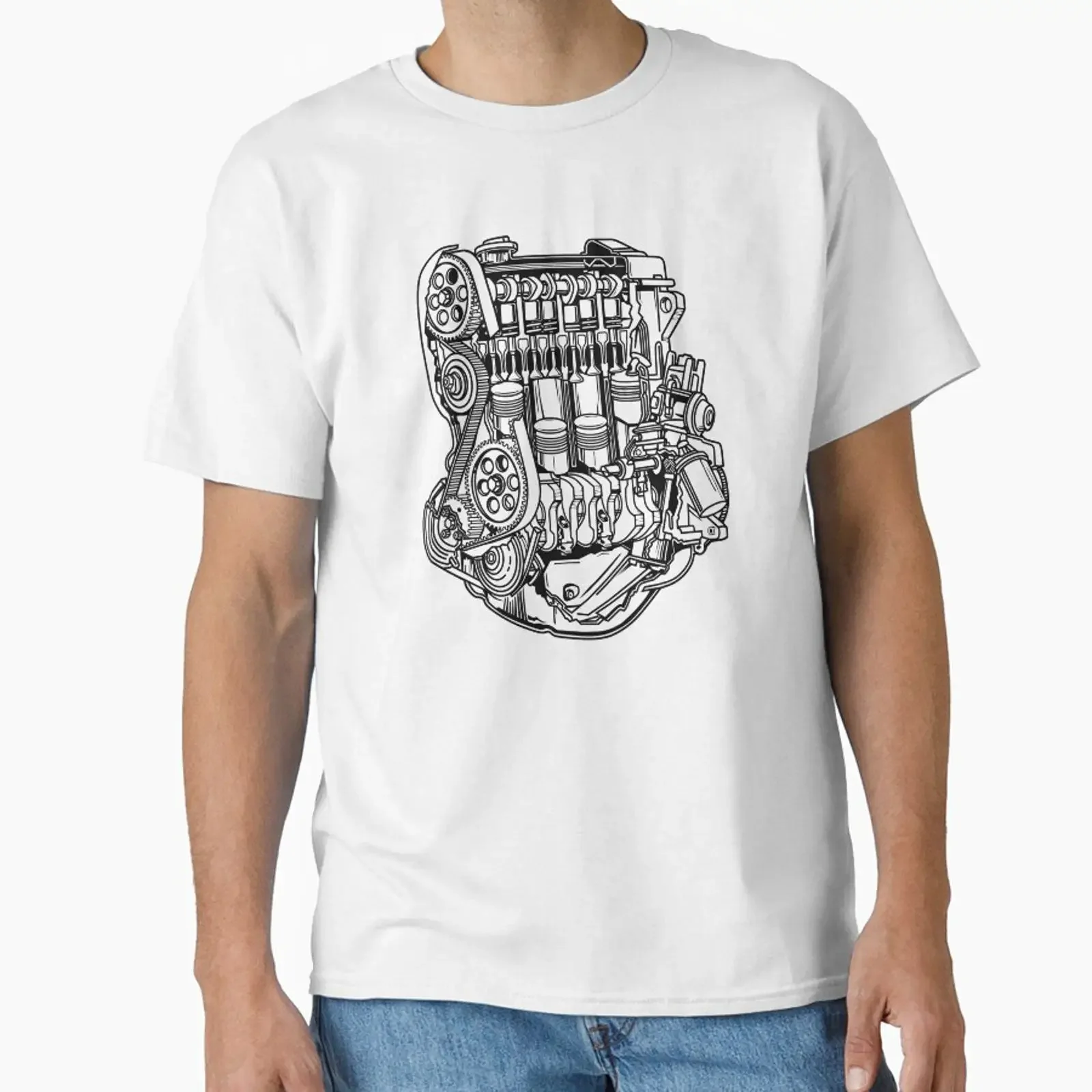 Engine Cutaway Inline 4 designed and sold by european vintage cars vintage Washed Stylish Unisex Casual Soft Versatile