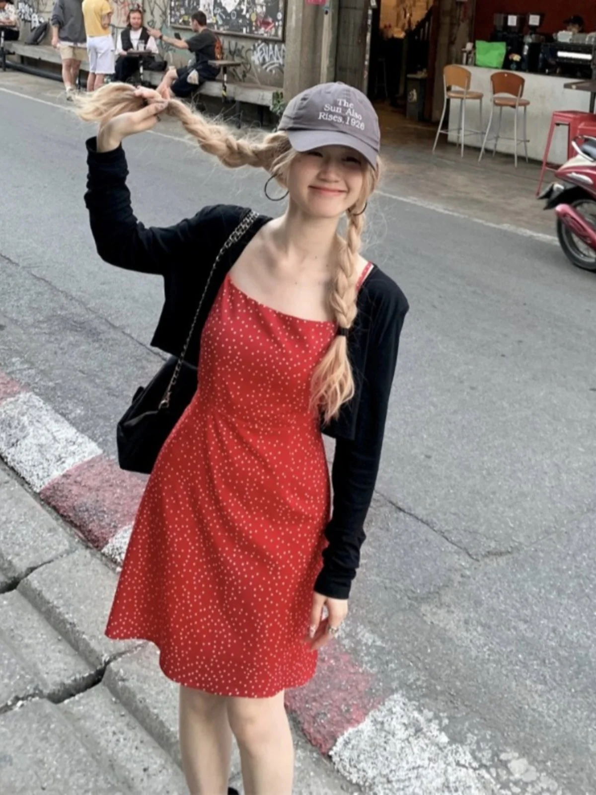 

plus Size Women's Sweet Spicy Polka Dot Print ter Dr Summer New Bla Sun Protection Top And Bot Two Piece Set