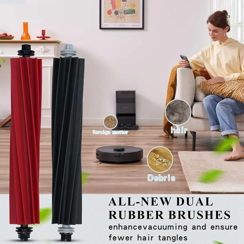 Spazzola a doppio rullo e coperchio della spazzola principale come mostrato plastica + gomma per Xiaomi Roborock S8 Pro Ultra /S8 +/S8 aspirapolvere