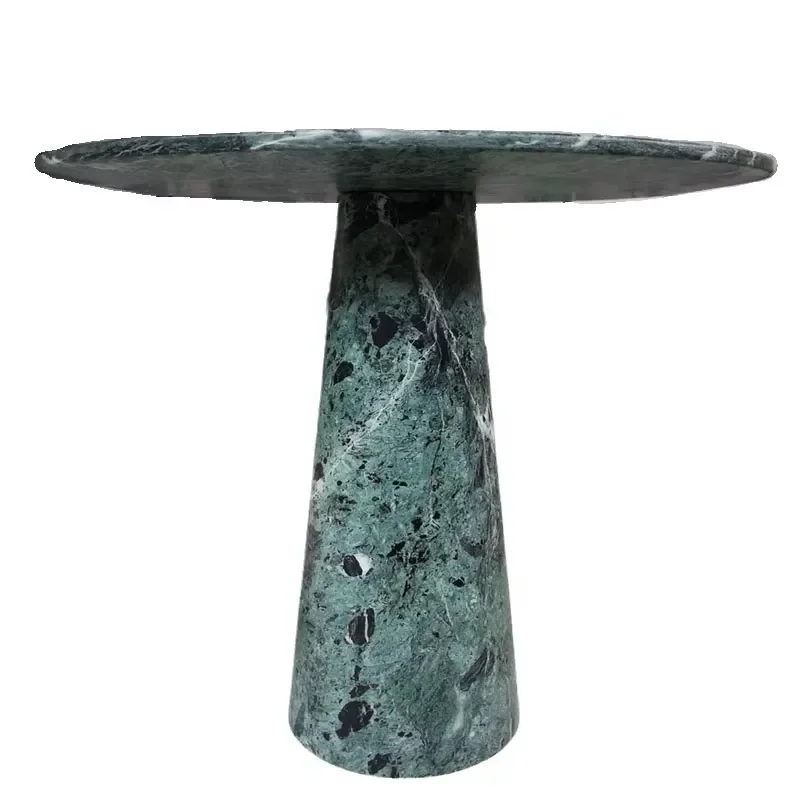 Factory OEM Wholesale Small Contemporary End Tables Green Marble End Side Table with Nature Stone Base