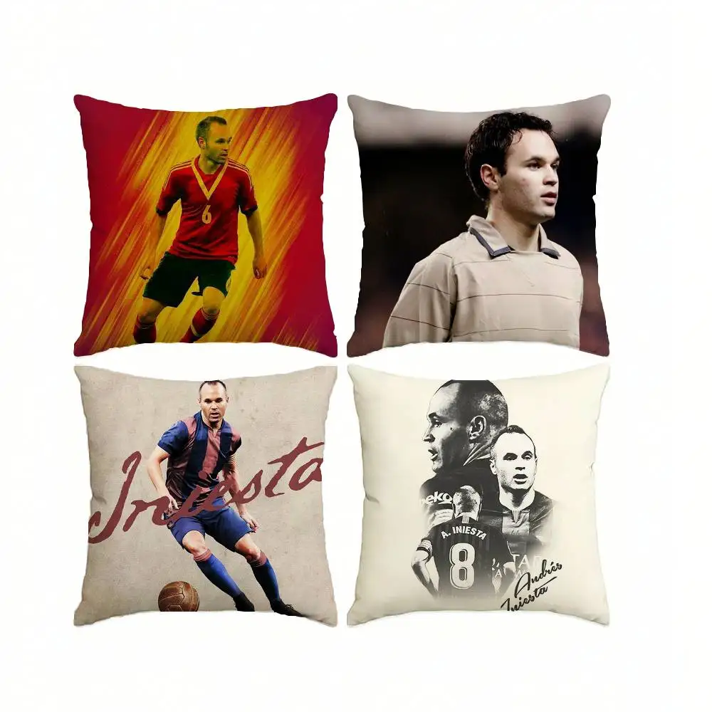 Football player A-Andres Iniesta  Pillow Case Square Double-Sided Sofa Cushion Cover Bedroom Bedside Pillow