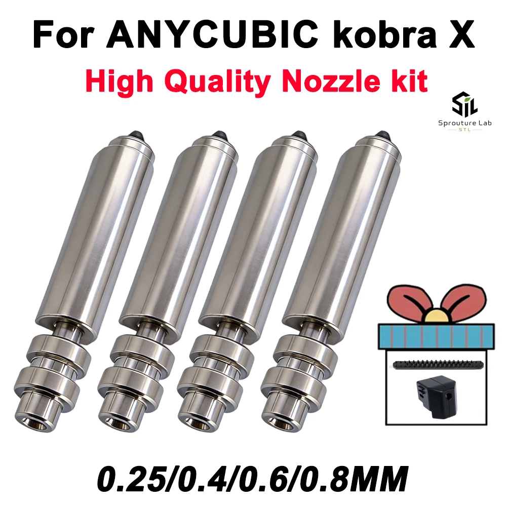Bimetall-Düsen für Anycubic Kobra X Combo Quick Swap Hotend-Düse aus gehärtetem Stahl 0,25/0,4/0,6/0,8 mm Kobra X 3D-Druckerteil