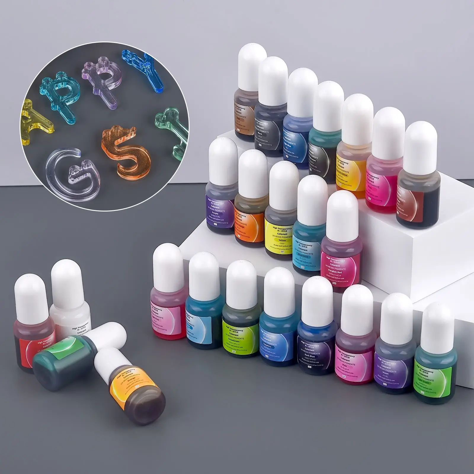 24Colors 5ml Epoxy Resin Pigment Transparent Non-Toxic AB Epoxy Resin Dye Liquid For UV Resin Coloring Resin Jewelry Making