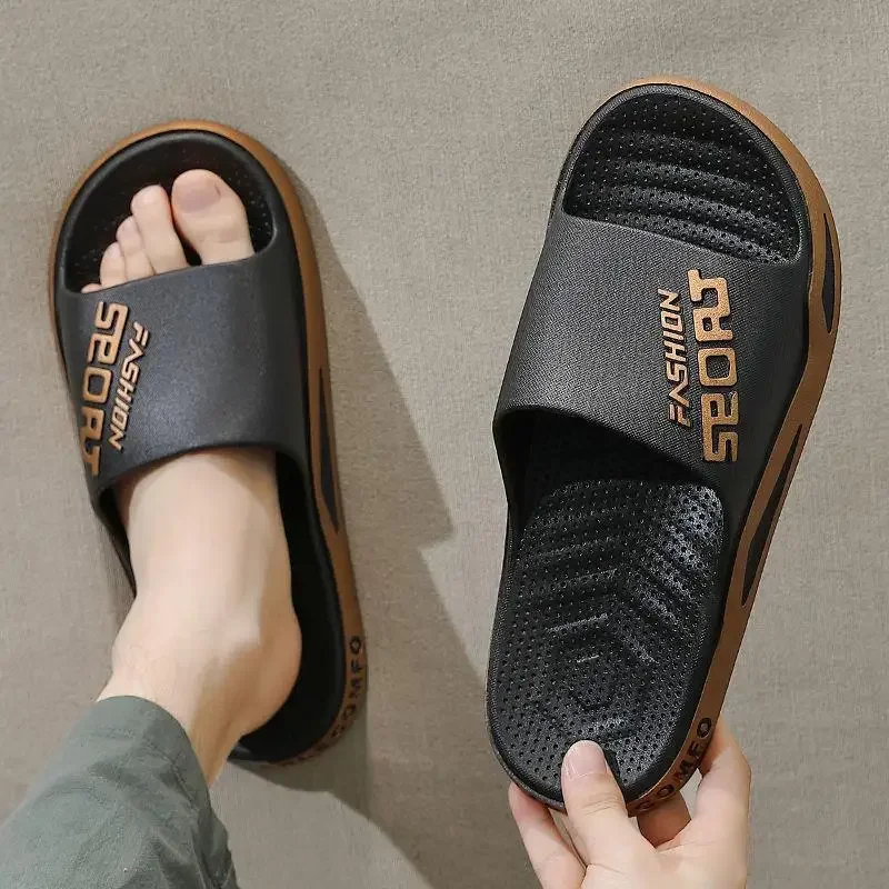 High-Quality Men's Summer Thick Sturdy Bathroom Slippers with Anti-Slip Design