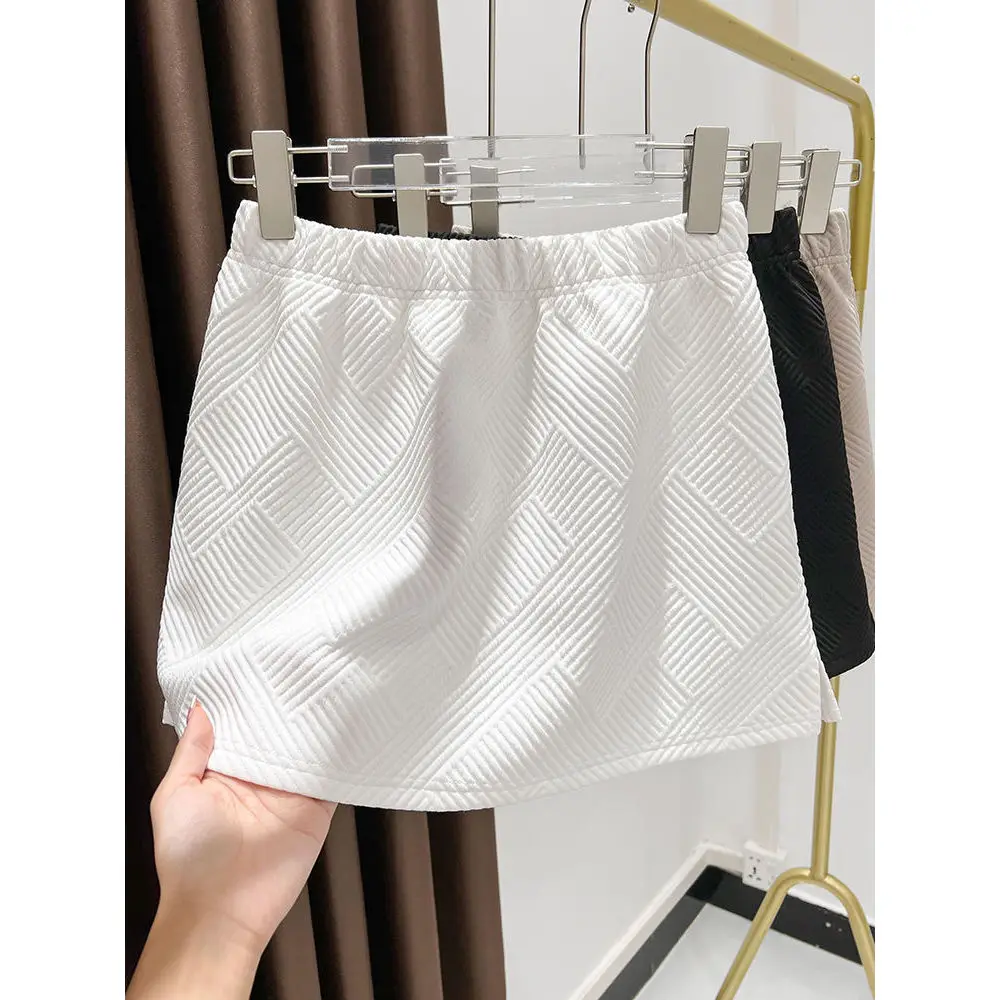 Pure Color Sharkskin Pants Women's  Butt Skirt High Waist A-Line Skirt Base Layer Autumn Winter Buttock Concealing Versatile