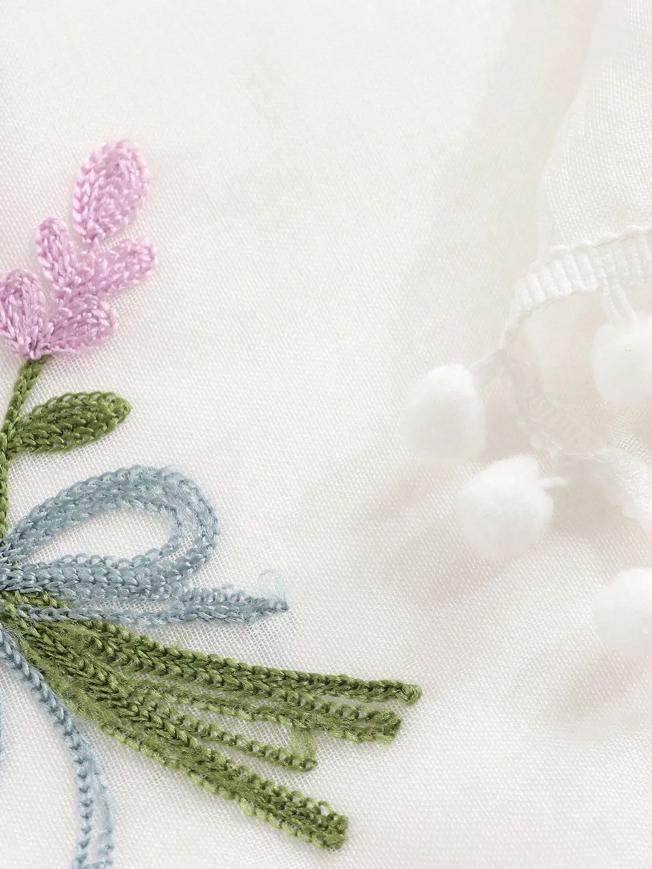 Pink Tulip Embroidered 1PC Hairball Short Curtain, Living Room Bedroom Cabinet Barrier Tulle Small Short Curtains