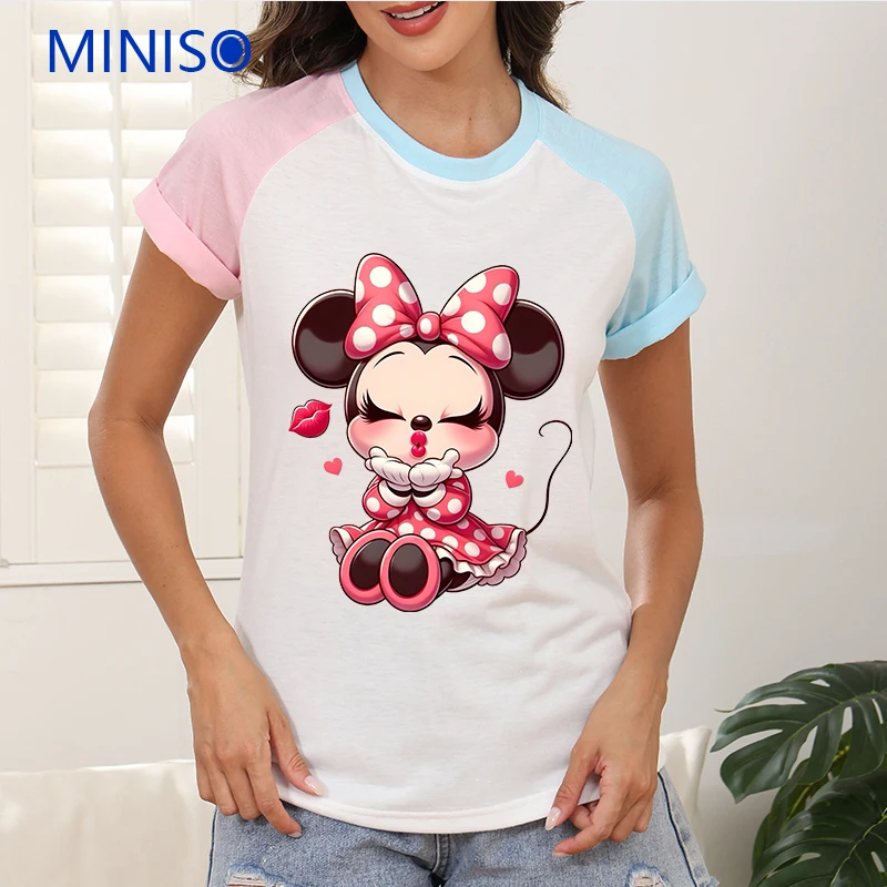 

Women Cartoon Tops & Tees Clothes Y2k Custom Trends T-shirt Short Disney Mickey Clothing Brands Ladies Summer Dress Large Size