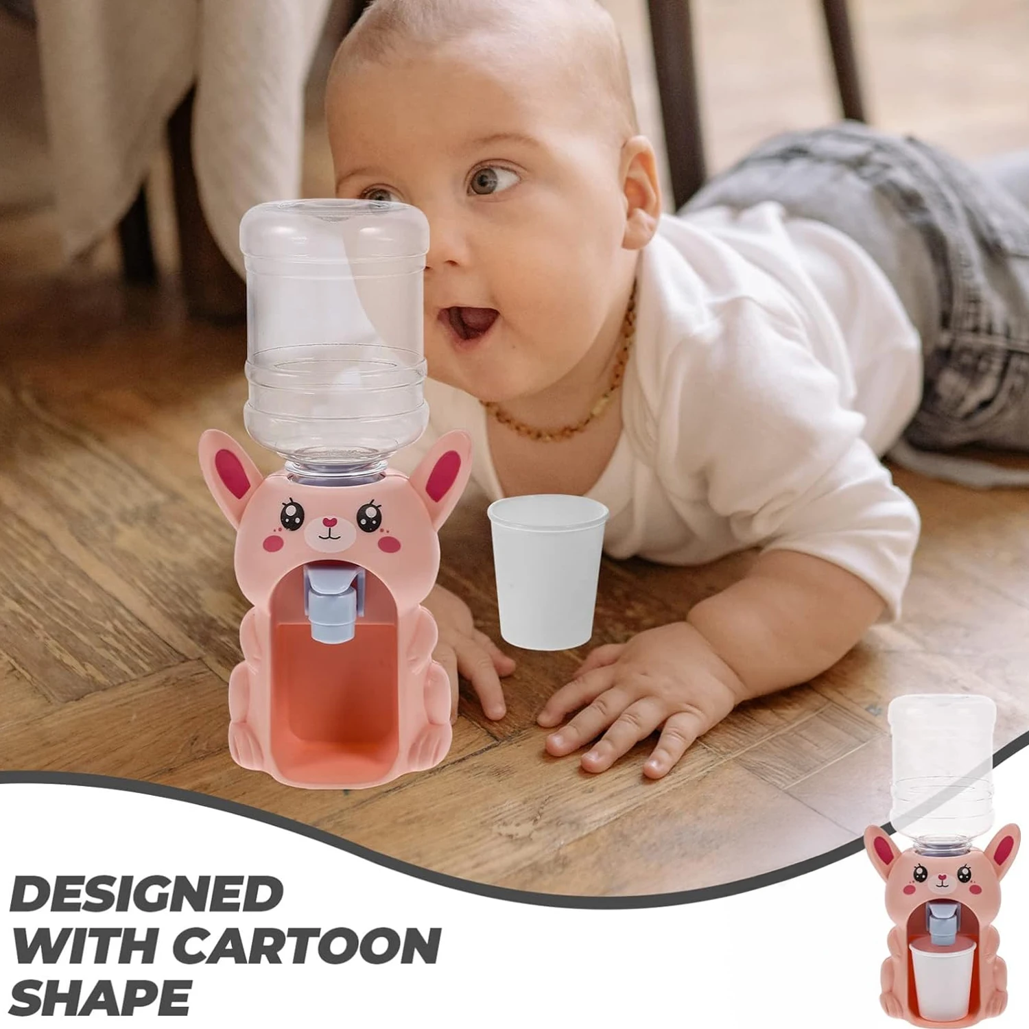 Dispensador de agua divertido de simulación para niños, bonito conejo, juguete para jugar en casa, dispensador de agua, juguete de cocina